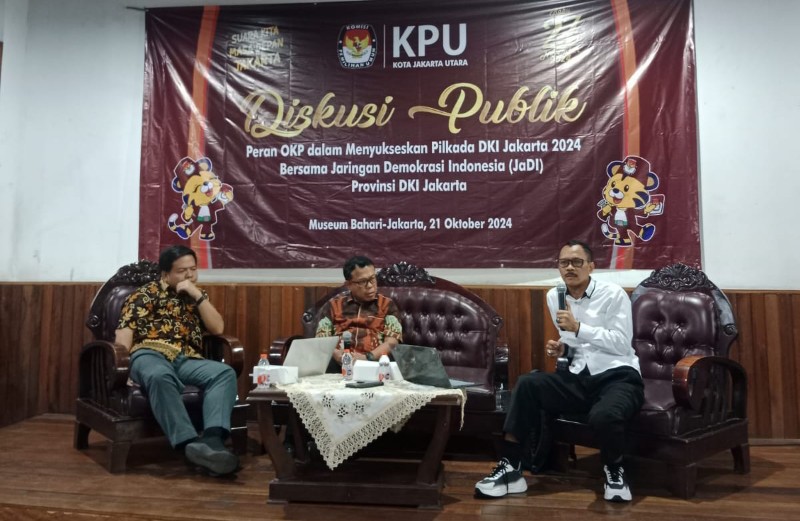 Aktvis JADI DKI (M. Ikbal, Sayono Indro dan Nurdin) menyoroti pemilih perempuan dan milenial di Pilgub DKI 2024. /Ist