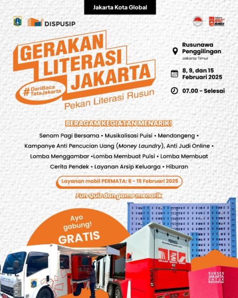 Dinas Perpustakaan dan Kearsipan DKI Jakarta melaksanakan Gerakan Literasi di Rusunawa. *ist
