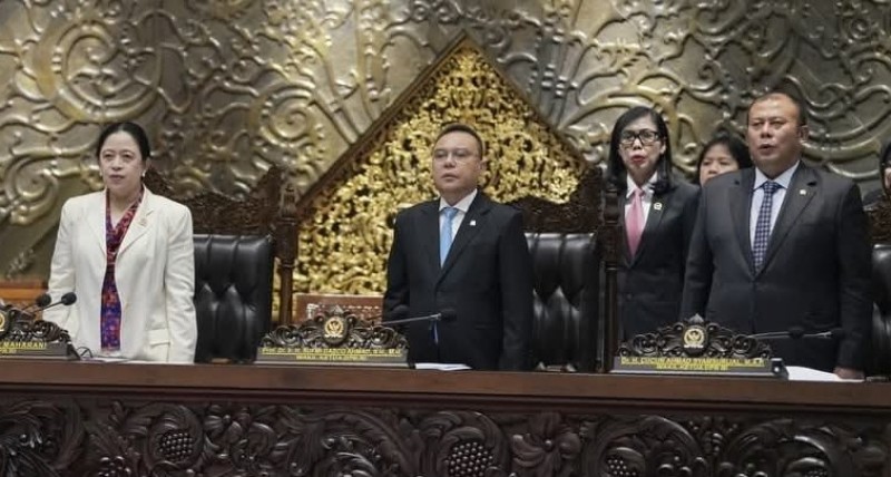 Wakil Ketua DPR RI Sufmi Dasco Ahmad menghadiri Rapat Paripurna DPR RI ke - 17 Masa Persidangan IV Tahun Sidang 2025-2026, di ruang rapat Paripurna, Gedung Nusantara II Senayan Jakarta, Selasa (21/4/2026). *facebook/dascoahmad