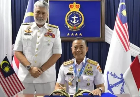 Pangkoarmada RI menemui Kepala Staf TLDM Bahas Kapal Asing di Selat Malaka, Senin (20/4/2026). *Ist