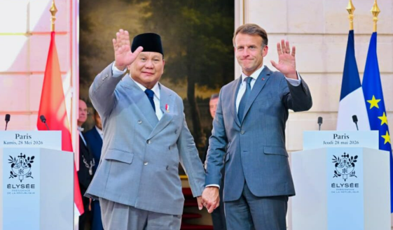 Presiden Prabowo Subianto di Istana Élysée, dorong penguatan kemitraan Indonesia - Prancis di tengah ketidakpastian global dan konflik dunia. *Ist