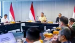 Menhan Sjafrie Sjamsoeddin dan Menteri Pendidikan Tinggi, Sains, dan Teknologi Brian Yuliarto beserta jajaran Badan Industri Mineral menggelar rapat membahas pengamanan objek strategis nasional. *idc/Kemhan RI