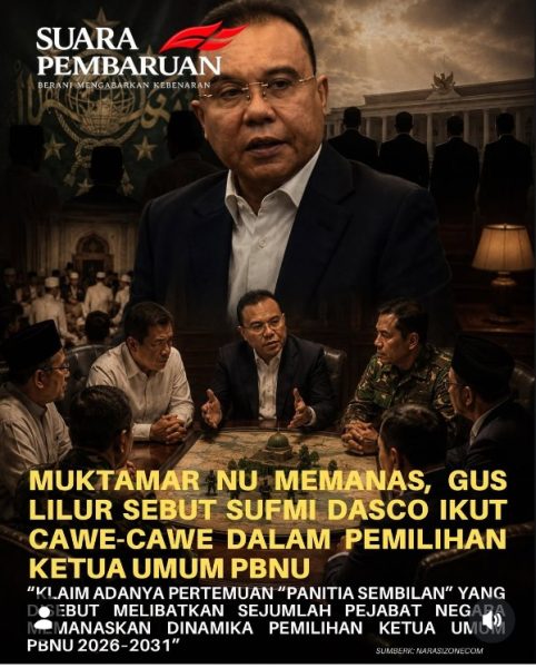 Flayer yang beredar di media sosial menuding Sufmi Dasco Ahmad ikut cawe - cawe dalam Muktamar NU ke-35. *Ist