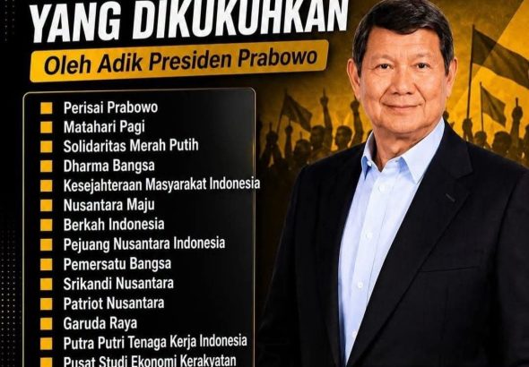 Hasyim Djojohadikusumo akan mengukuhkan 20 oragnisasi massa baru. *Ist